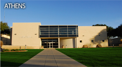 Outside view of library on Athens campus