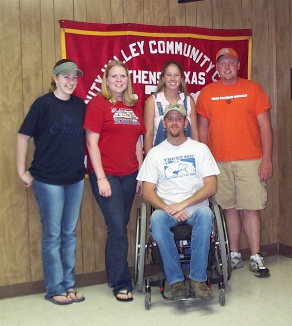 From left to right back row: Megan, Jennifer, Ashley, Wylie Front row: Nolen