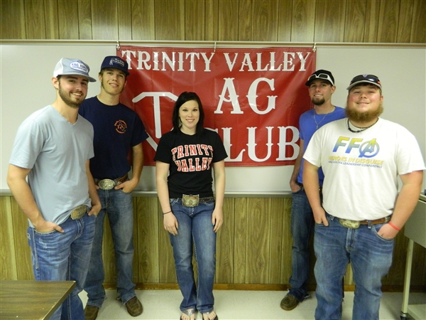 2014-2015 TVCC Ag Club Officers from left to right: Cally Cox, Vice-Pres. Tanner Essary, Reporter Karissa Gant, Sec. Taylor Davis, Treas. Jake Boyd, President