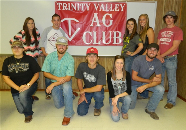 2015-2016 TVCC Ag Club. From L-R kneeling - Officers: Angel Lippart - Reporter, Cally Cox - President, Tanner Essary - Treasurer, Kelsey McLaren - Secretary, Taylor Davis - Vice-President, From L-R standing - Members: Kelci Hill, Kelby Lawson, Jacklyn Hart, Lindsey Bever, Jacob Dixon