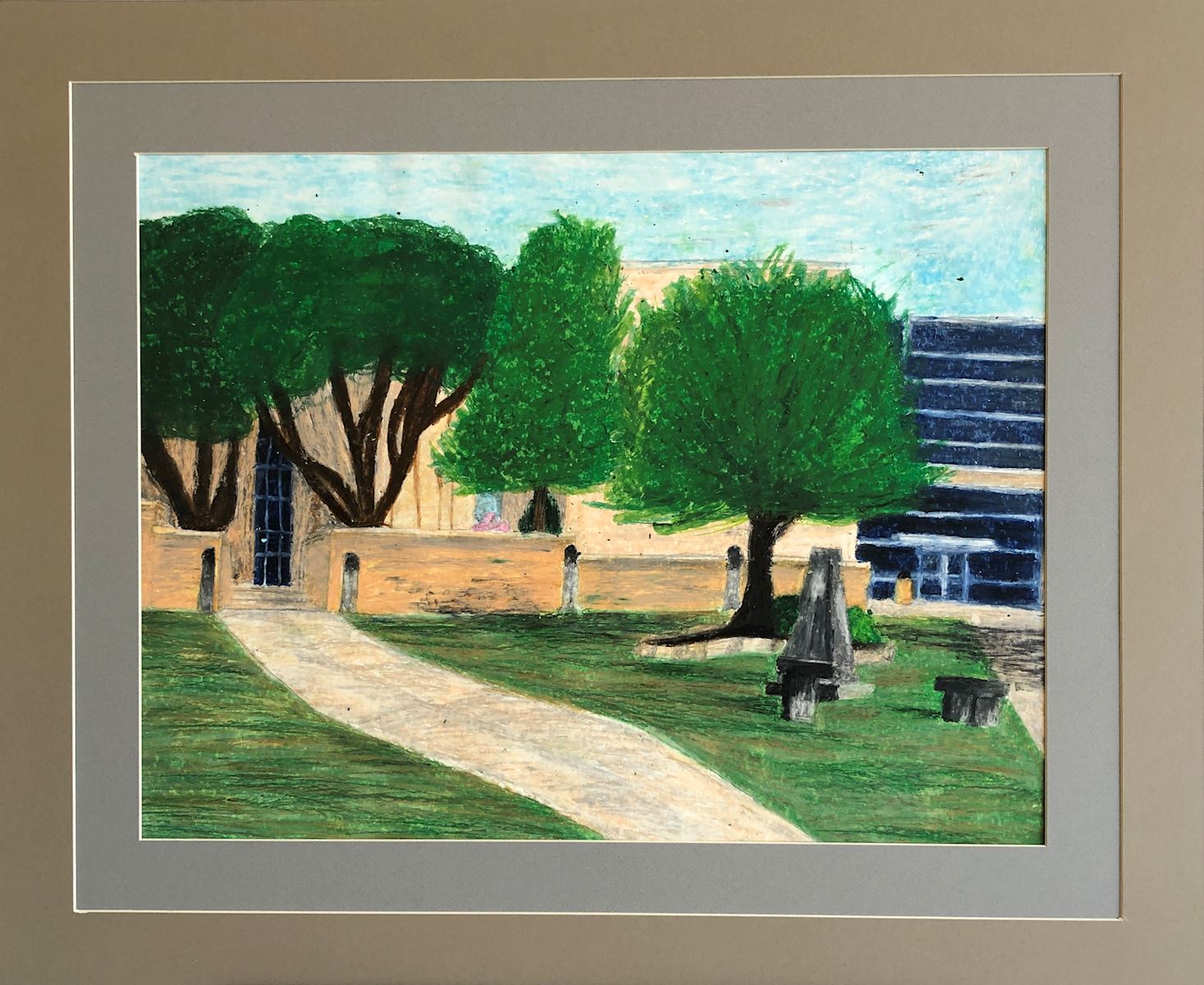 Trinity Valley campus in oil pastel