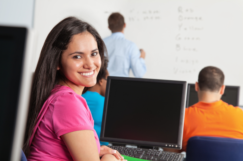 Student at computer screen