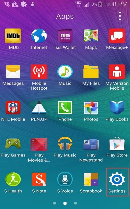 Screen shot of Android home screen