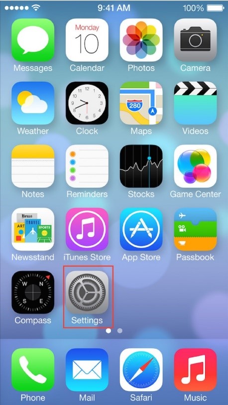 Screen shot of Apple iPhone home screen