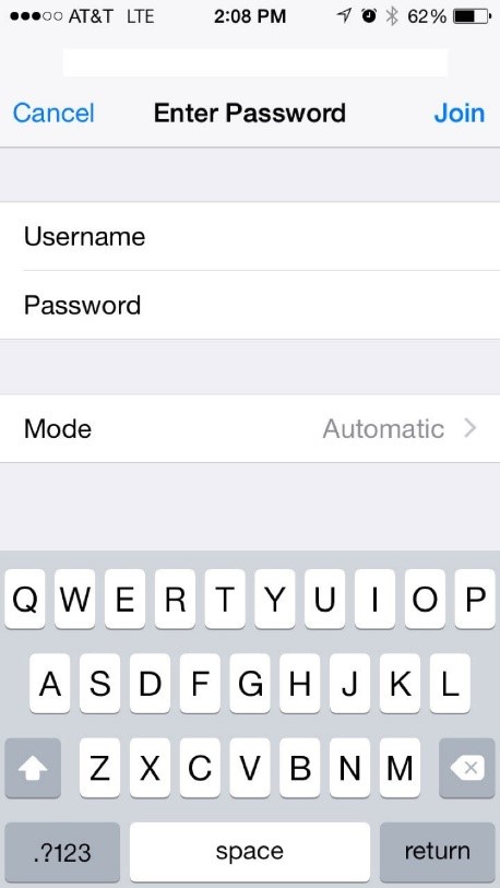 Screen shot of iPhone authentication page