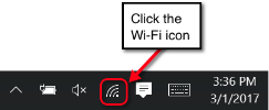 Screen shot of Windows system tray WiFi icon