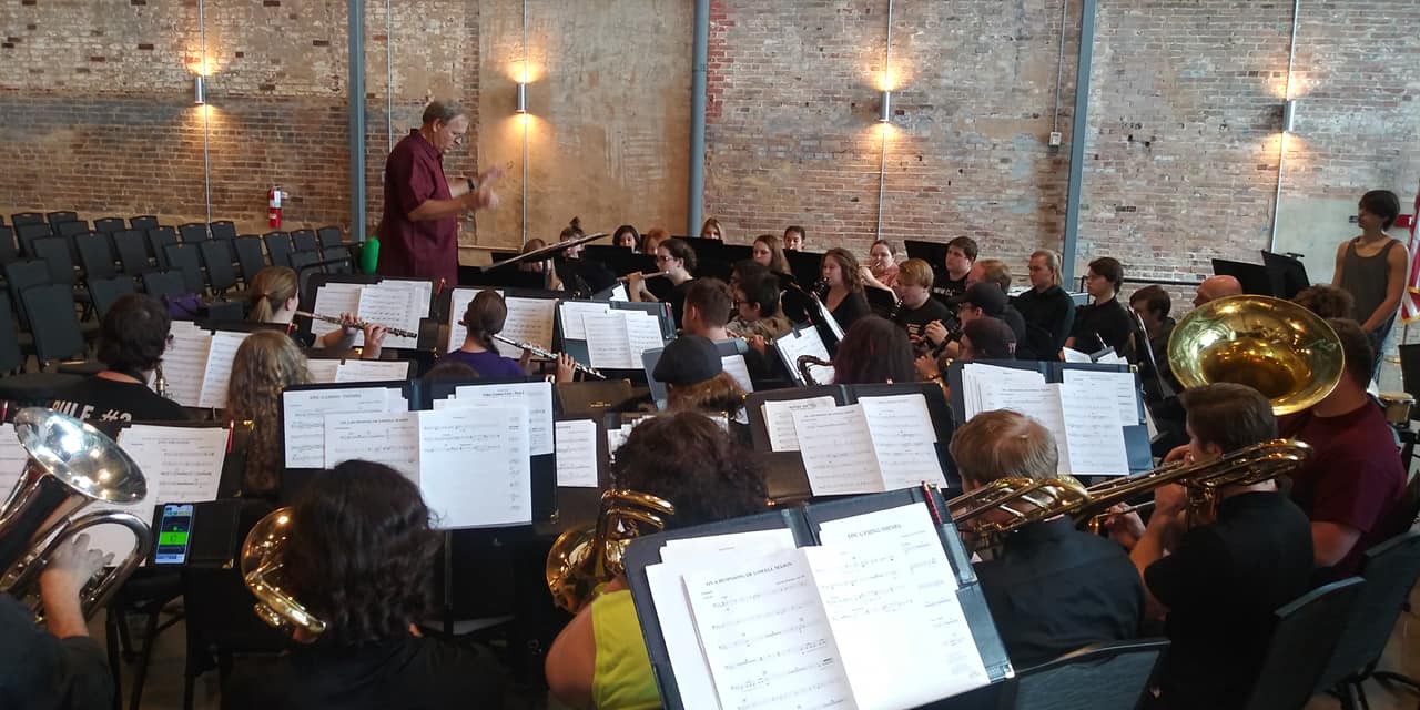 Band in rehearsal hall