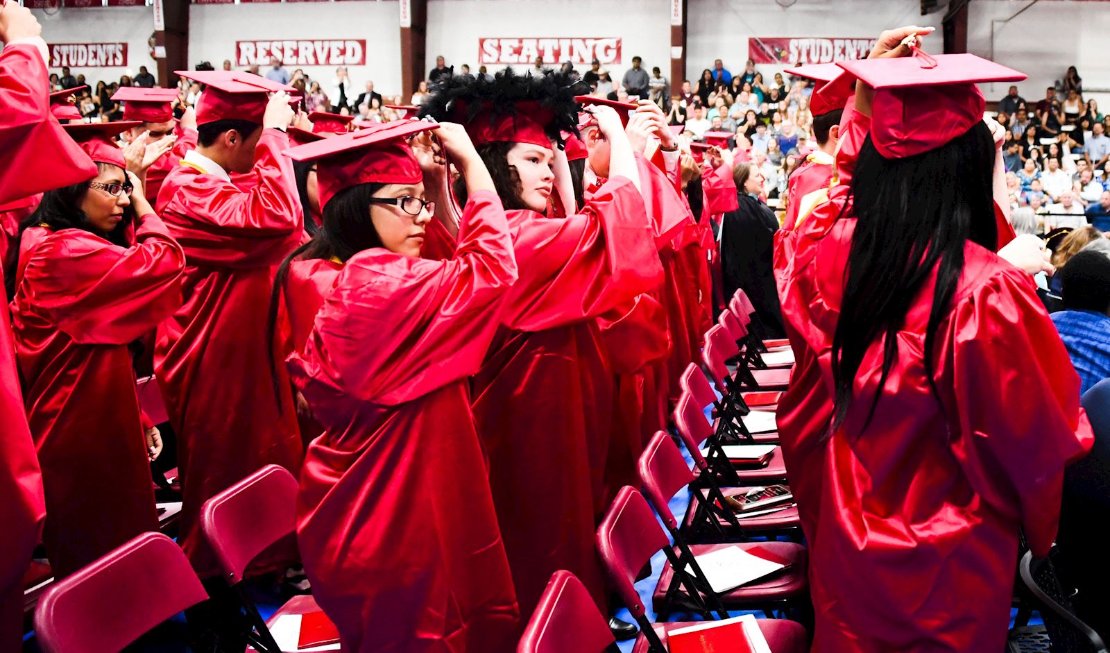 Graduates moving tassels                                                                                                                    