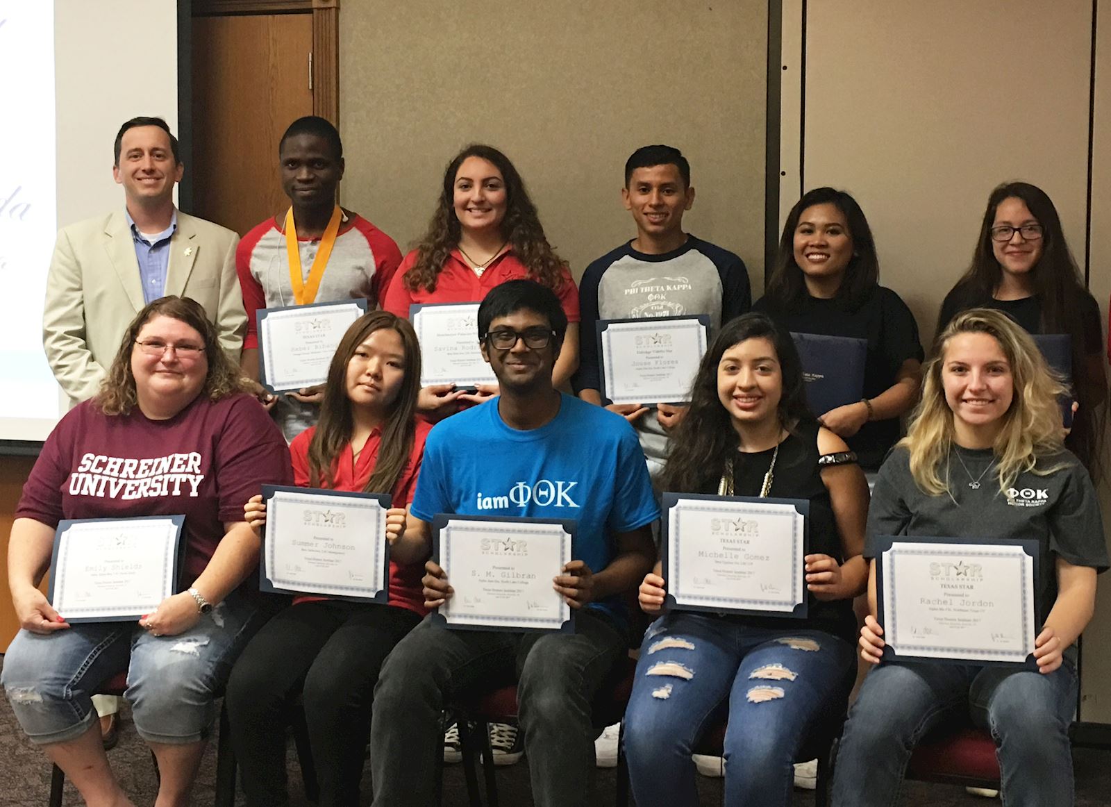 Texas STAR Scholarship winners including Emily Shields of TVCC, front row far left.