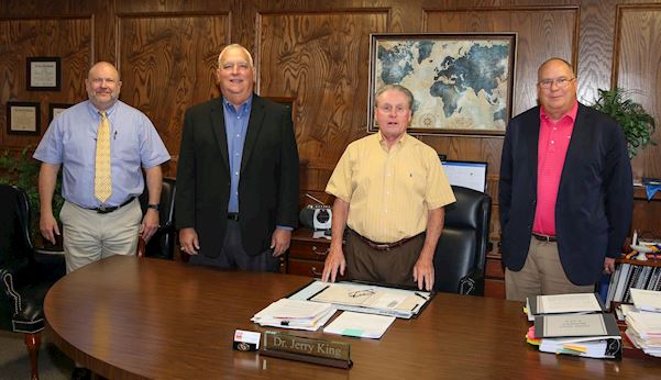 From left: David Hopkins, TVCC Vice President of Administrative Services and CFO Carlton Tidwell, Terrell Chamber of Commerce / CVB President & CEO Jerry King, Ed.D., TVCC President Ray Dunlap, Terrell Economic Development Corporation President