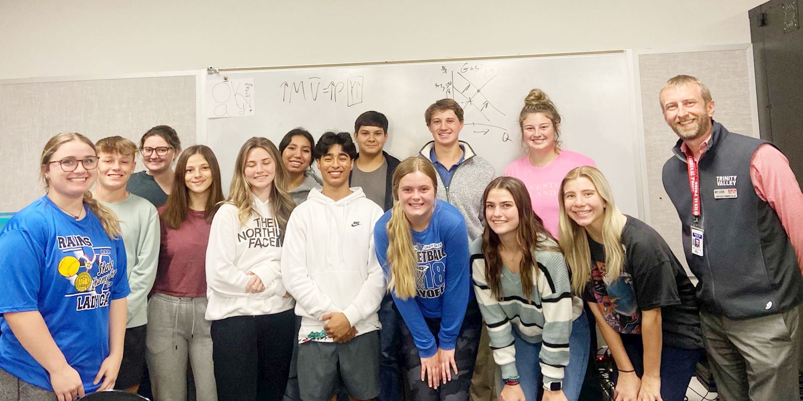 TVCC Philosophy professor, Matt Cleaver poses with Dual Credit students from Rains High School.                                             