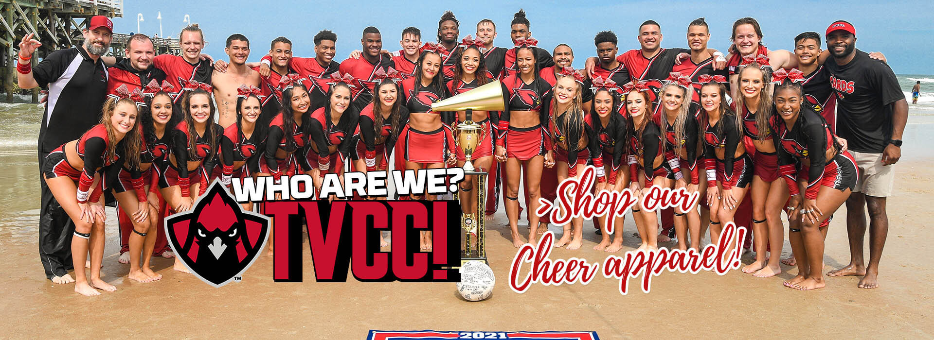 Who are we? TVCC!  Shop our cheer apparel!