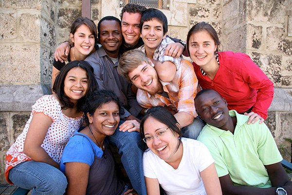 Group of happy college-aged coeds