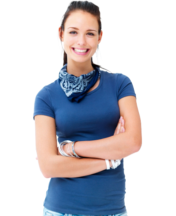 Young girl smiling, arms crossed