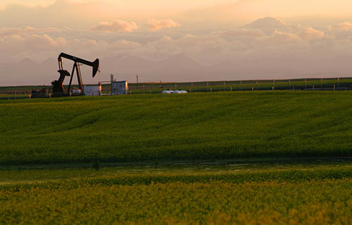 A pumpjack on the prairie