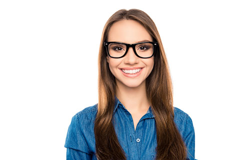 young lady with glasses smiling