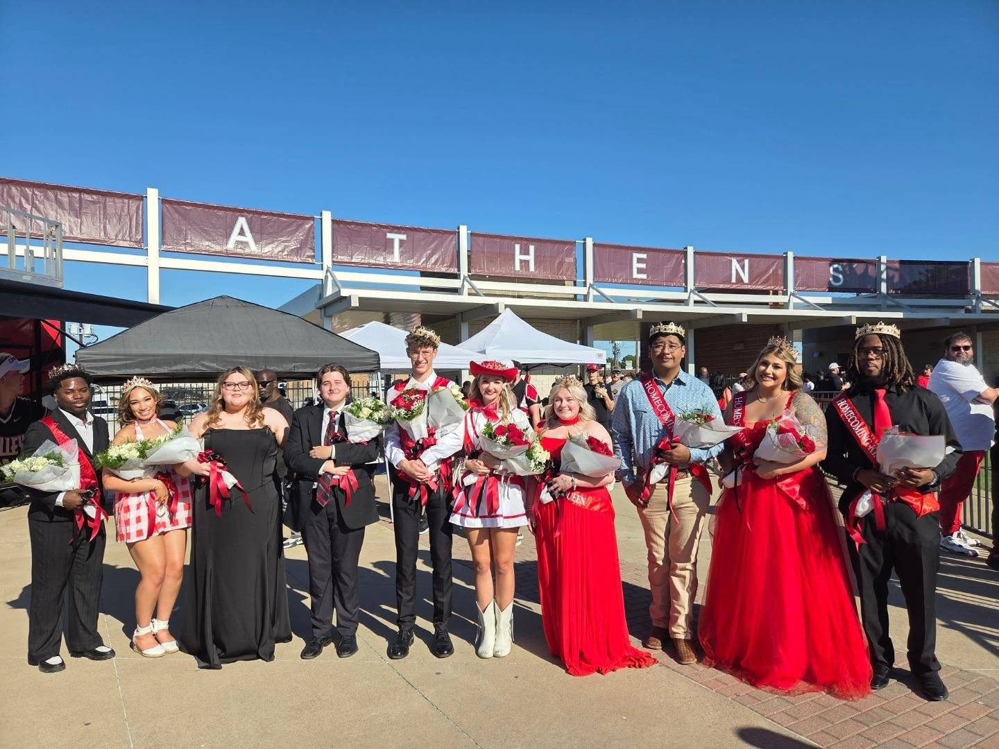 Homecoming court posing for group photo.