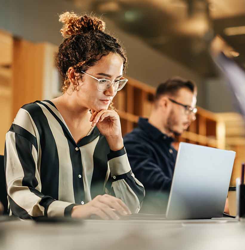 Woman working on laptop