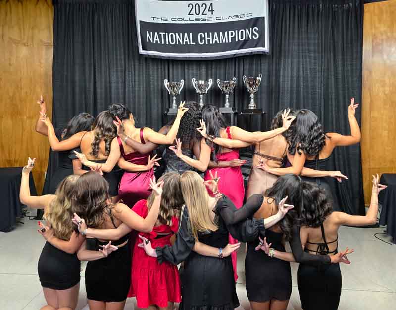 Cardette Showgirls celebrating the 2024 College Classic National Championship win