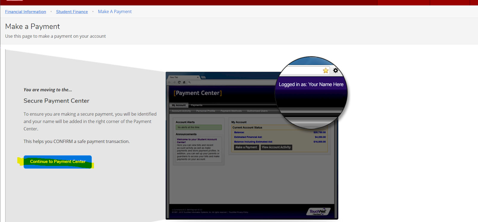 Make a Payment in Student Portal