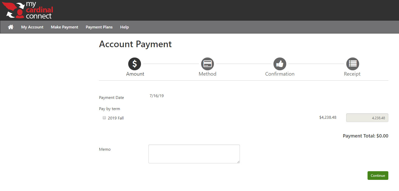 Making a payment in Secure Payment Center