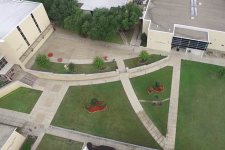 Arial view of courtyard at the TVCC Athens campus