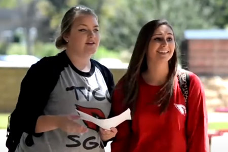 Prospective students taking a tour of the Athens campus