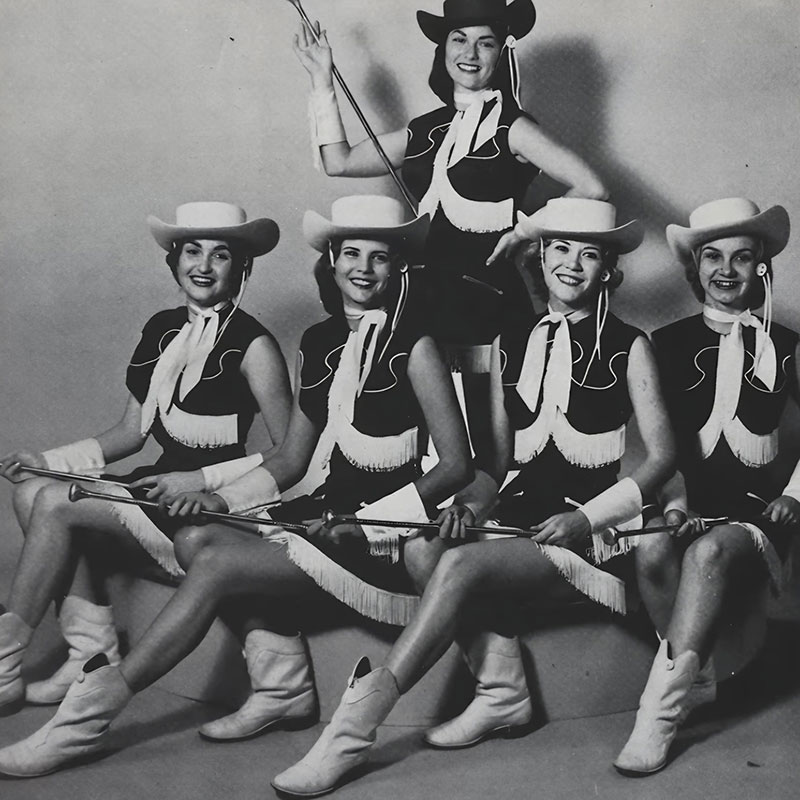 Old black and white photo of cardettes