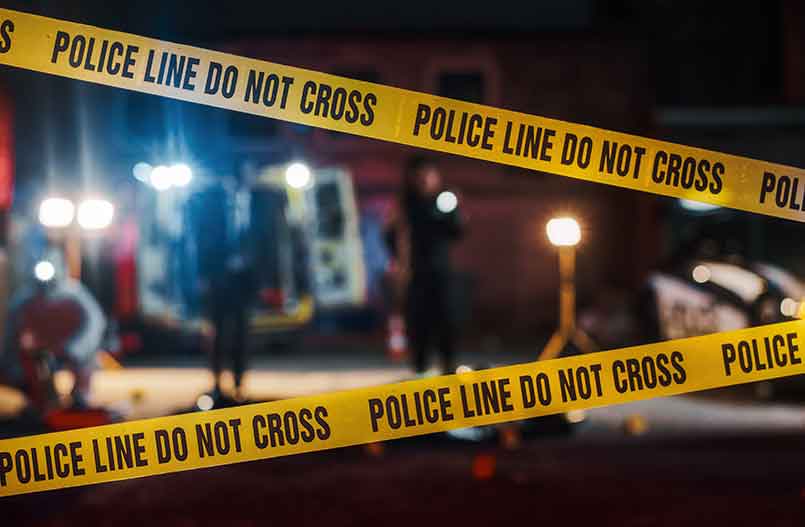 police crime scene with crime tape