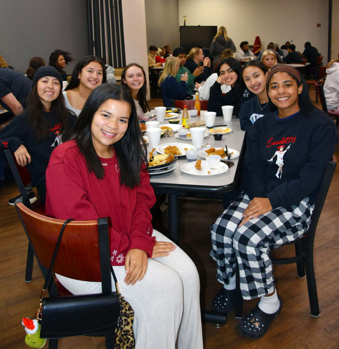 TVCC students gathered for a meal in the cafeteria