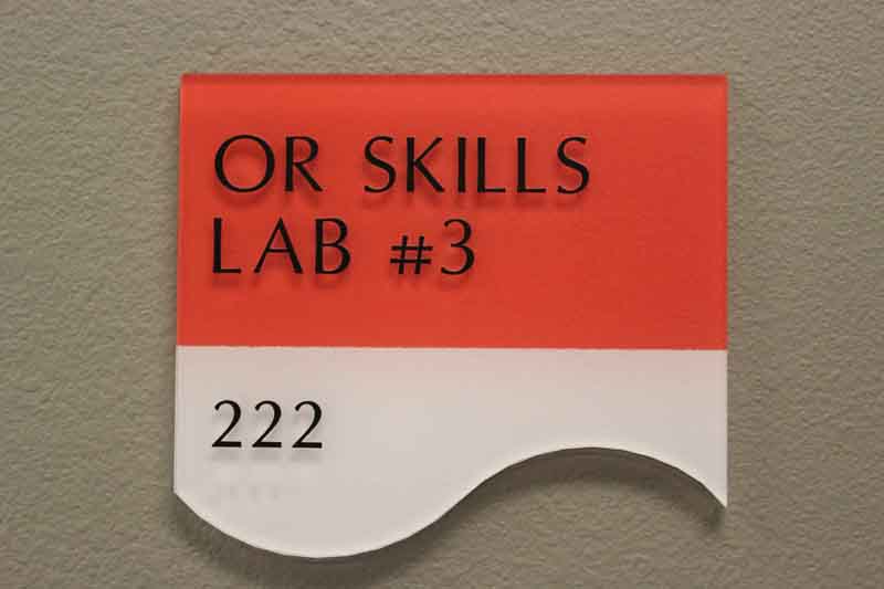 Room number plate for Operating Room Skills Lab #3