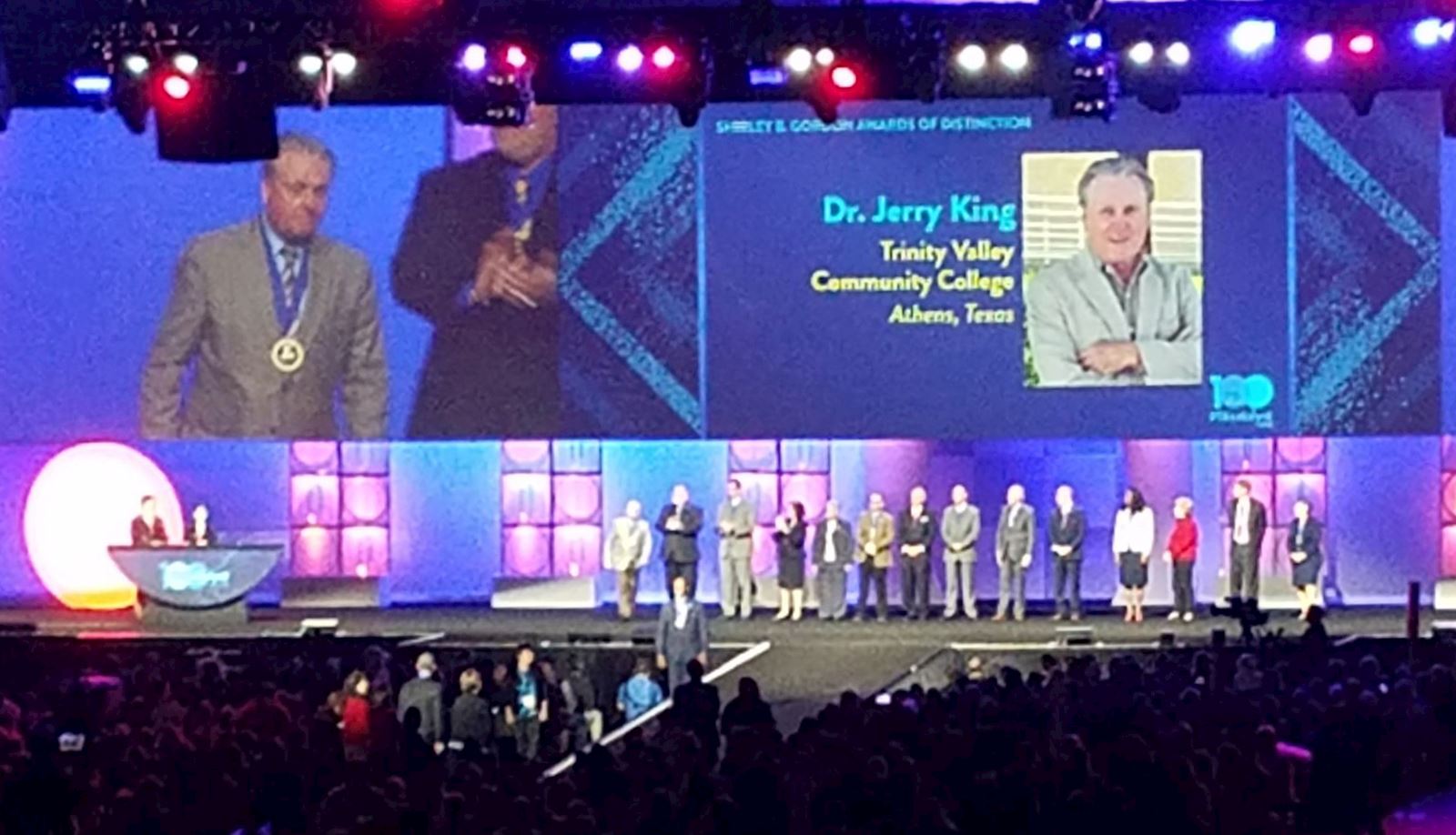 Dr. Jerry King receives Shirley Be Gordon Award from PTK.                                                                                   