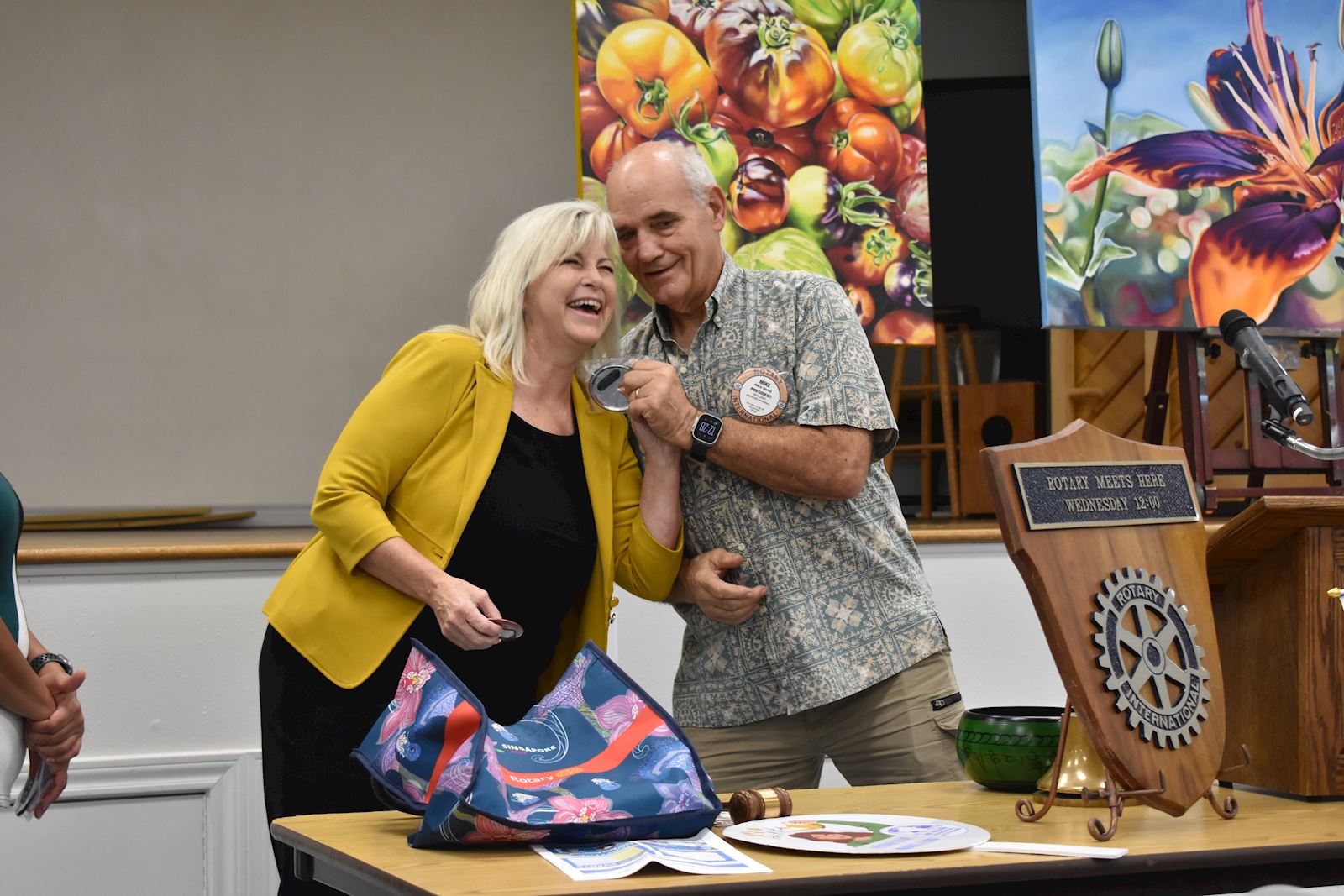TVCC Palestine Director Karen Shipman and Rotary Club President Mike Gorby                                                                  